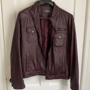 Maroon faux Leather Jacket